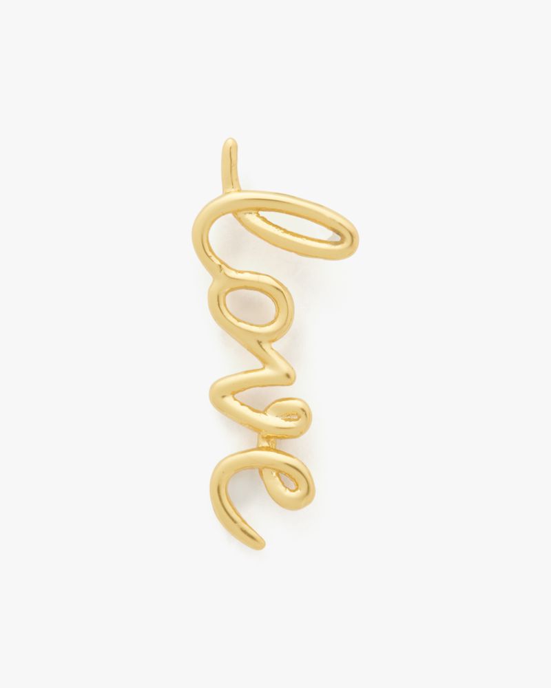 Kate Spade,Say Yes Love Earrings,Studs,Lettering Word,Titanium,Gold Metal,Casual,