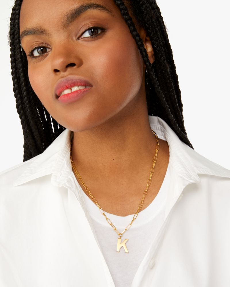 Kate Spade,Initial This Pendant,Single Strand,Lettering Word,Gold Plated,Casual,