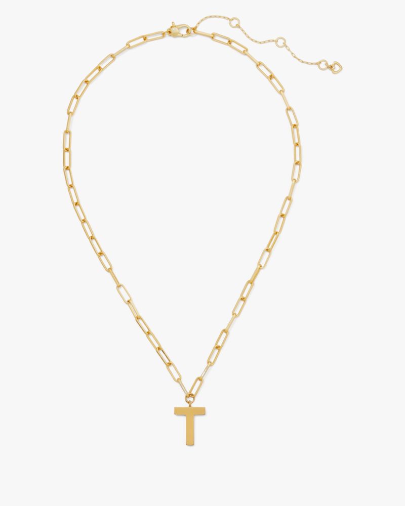 Kate Spade,Initial This T Pendant,Single Strand,Lettering Word,Gold Plated,Casual,