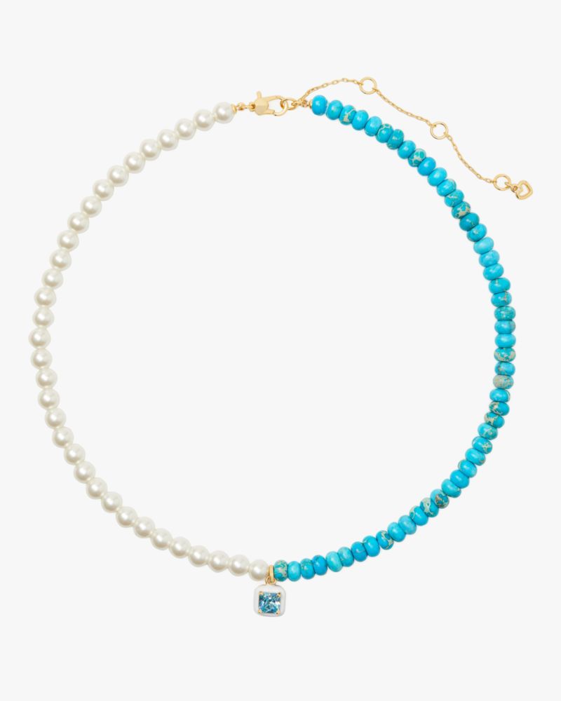 Kate Spade,Brighten Up Beaded Necklace,Turquoise Multi