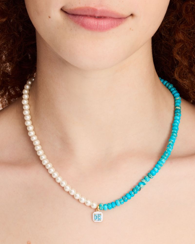 Kate Spade,Brighten Up Beaded Necklace,Single Strand,Beaded,Bead Embellishment,Rhinestones,Yellow Gold,Day Party,Multi Color