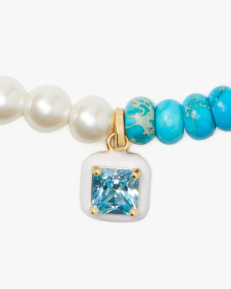 Kate Spade,Brighten Up Beaded Necklace,Single Strand,Beaded,Bead Embellishment,Rhinestones,Yellow Gold,Day Party,Multi Color