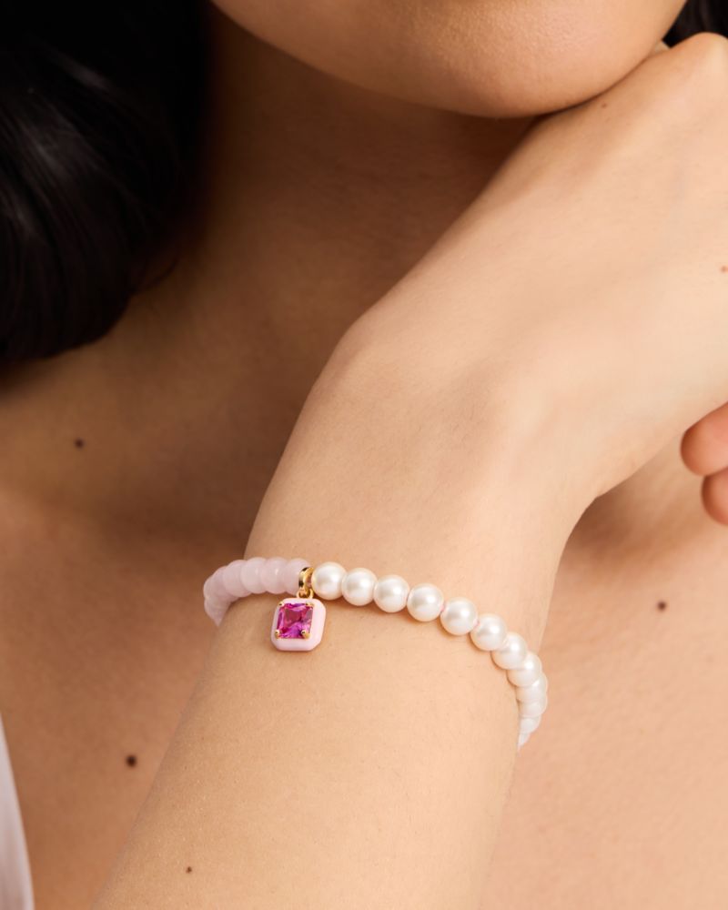 Kate Spade,Brighten Up Beaded Stretch Bracelet,Beaded,Bead Embellishment,Pearl,Rhinestones,Stretchable,Day Party,Multi Color