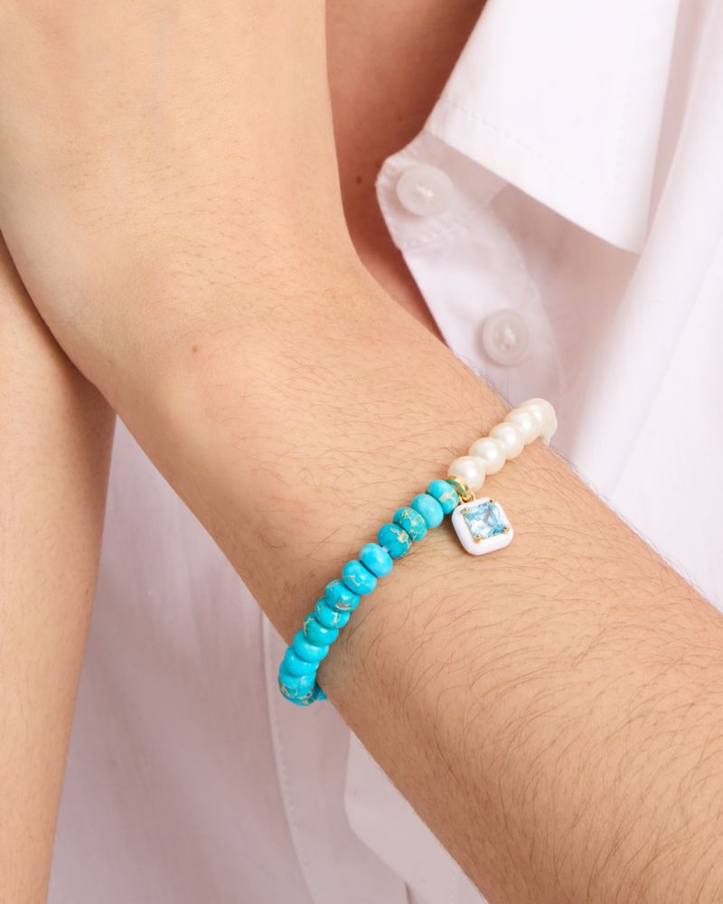 Kate Spade,Brighten Up Beaded Stretch Bracelet,Beaded,Bead Embellishment,Pearl,Stones,Rhinestones,Stretchable,Day Party,