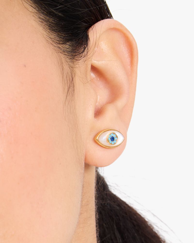 Kate Spade,All Seeing Studs,Studs,Novelty Embellishment,Rhinestones,Titanium,Casual,Multi Color