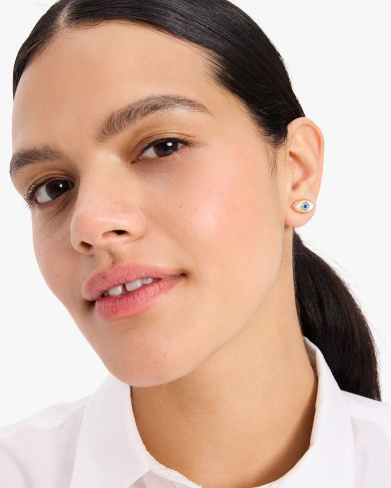 Kate Spade,All Seeing Studs,Studs,Novelty Embellishment,Rhinestones,Titanium,Casual,Multi Color