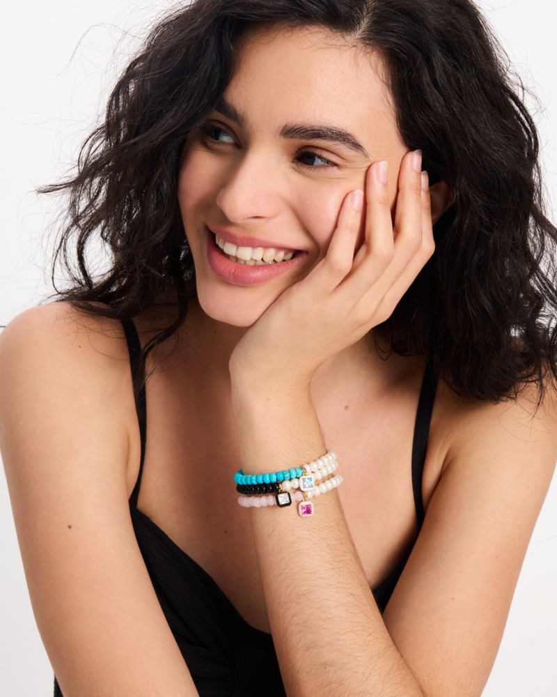 Kate Spade,Brighten Up Beaded Stretch Bracelet,Beaded,Bead Embellishment,Pearl,Rhinestones,Stretchable,Day Party,Multi Color