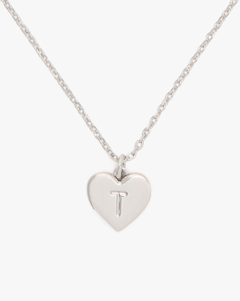 Kate Spade,Initial Here T Pendant,Single Strand,Engraved Detail,Heart Embellishment,Initials Embellishment,Valentines,Casual,