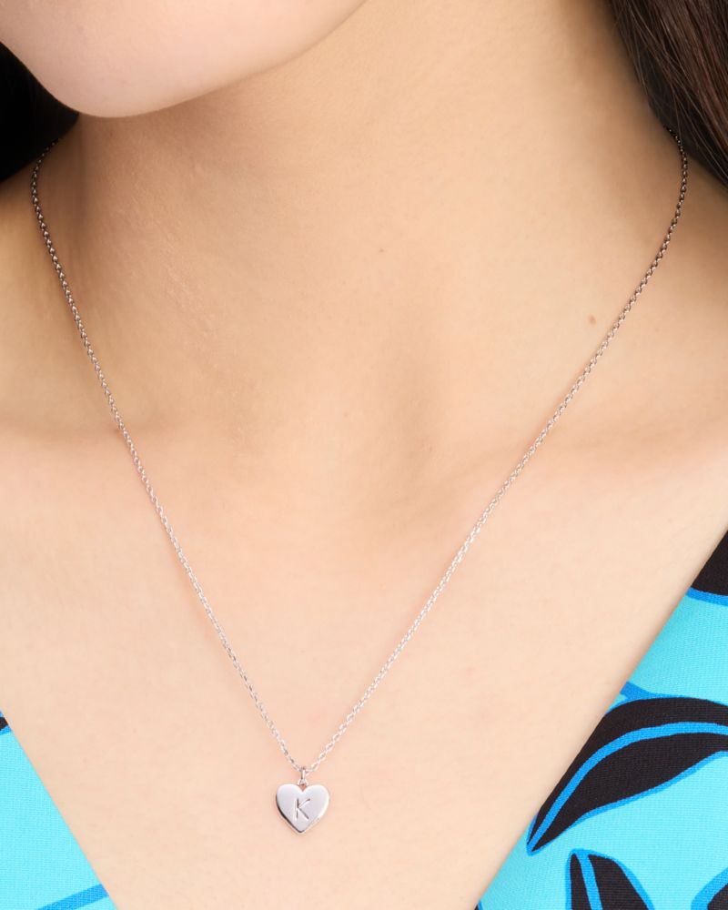 Kate Spade,Initial Here T Pendant,Single Strand,Engraved Detail,Heart Embellishment,Initials Embellishment,Valentines,Casual,