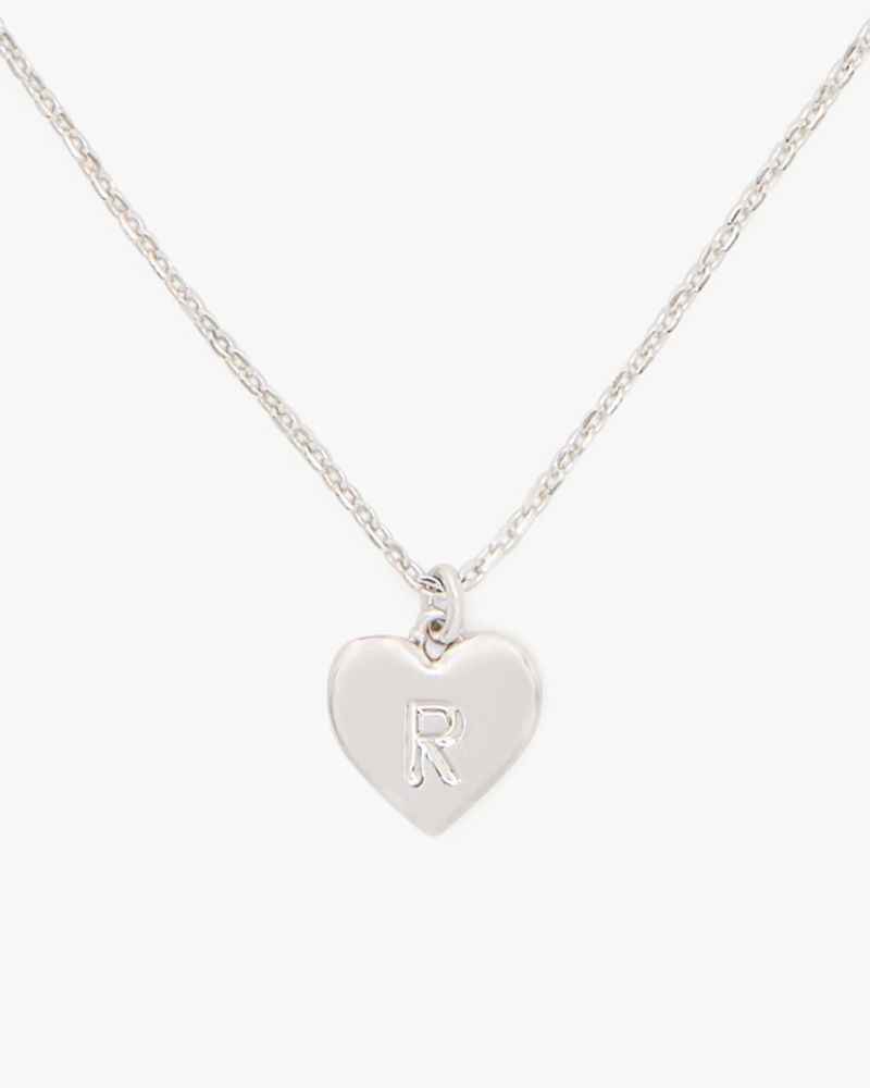 Kate Spade,Initial Here R Pendant,Single Strand,Engraved Detail,Heart Embellishment,Initials Embellishment,Valentines,Casual,