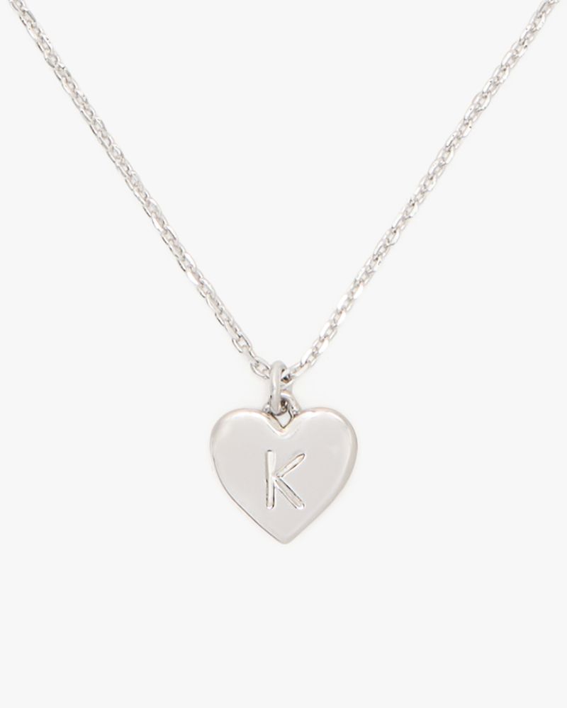 Kate Spade,Initial Here K Pendant,Single Strand,Engraved Detail,Heart Embellishment,Initials Embellishment,Valentines,Casual,