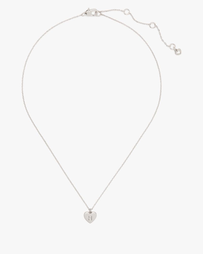 Kate Spade,Initial Here H Pendant,Single Strand,Heart Embellishment,Initials Embellishment,Silver Plated,Casual,