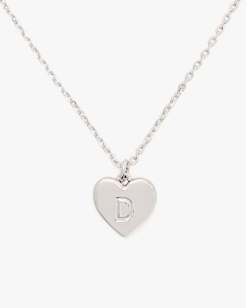 Kate Spade,Initial Here D Pendant,Single Strand,Engraved Detail,Heart Embellishment,Initials Embellishment,Valentines,Casual,