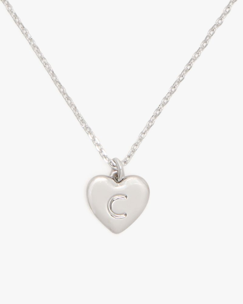 Kate Spade,Initial Here C Pendant,Single Strand,Engraved Detail,Heart Embellishment,Initials Embellishment,Valentines,Casual,