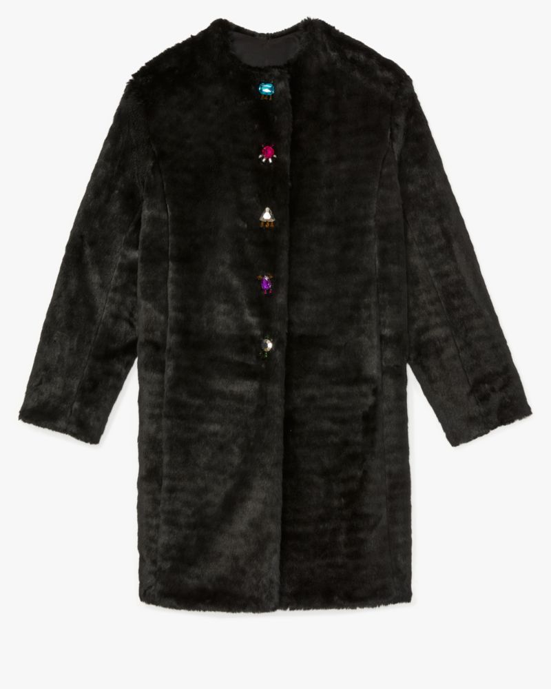 Kate Spade,Embellished Faux Fur Coat,