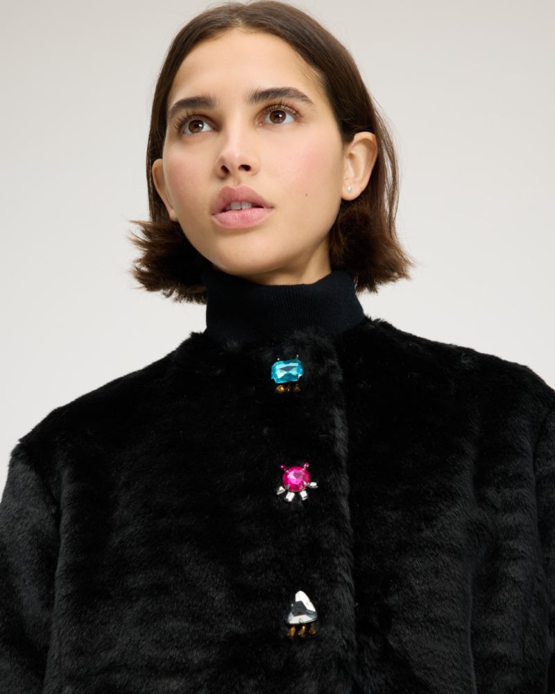 Kate Spade,Embellished Faux Fur Coat,