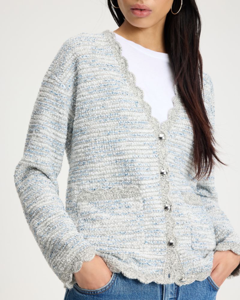 Kate Spade,Scalloped Tweed Cardigan,