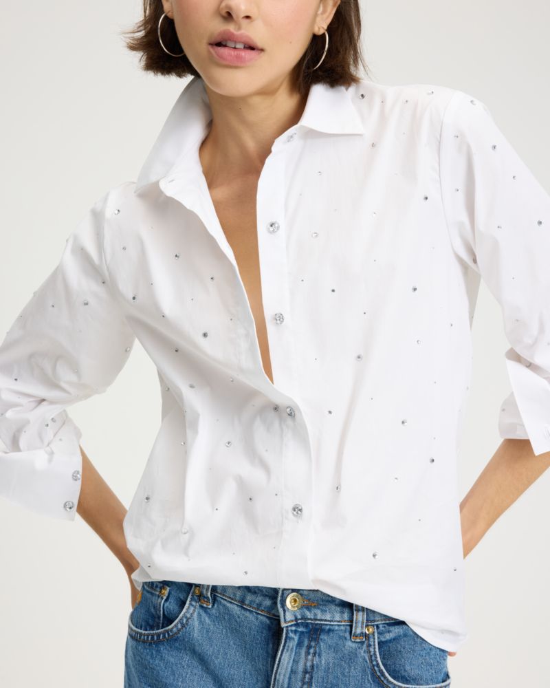 Kate Spade,Embellished Poplin Shirt,