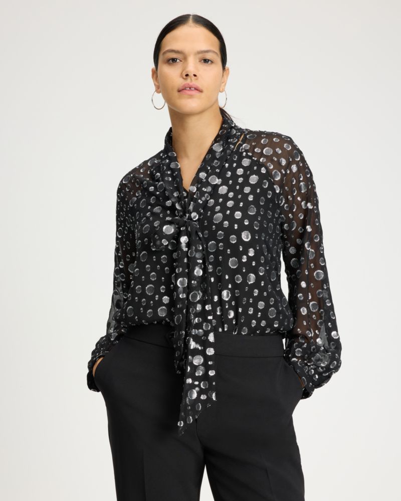 Kate Spade,Space Dot Tie-neck Shirt,