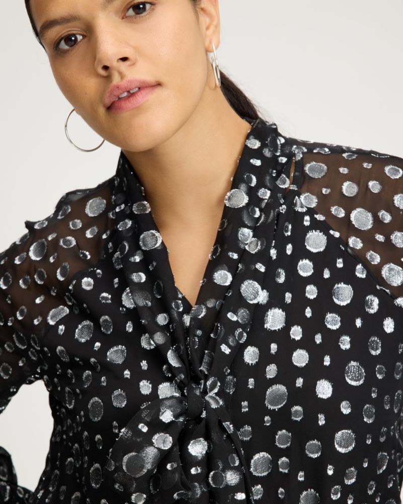 Kate Spade,Space Dot Tie-neck Shirt,