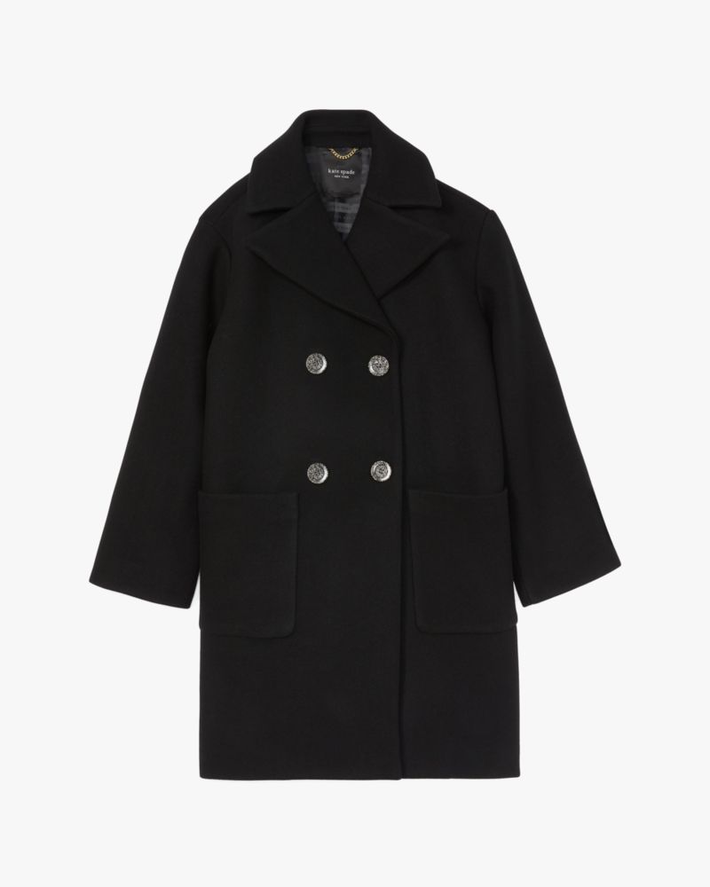 Black Double Breasted Wool Coat