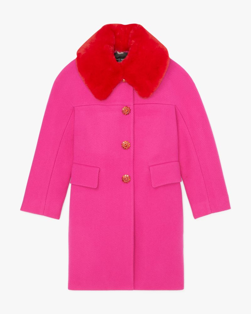 Marker Pink Faux Fur Wool Coat