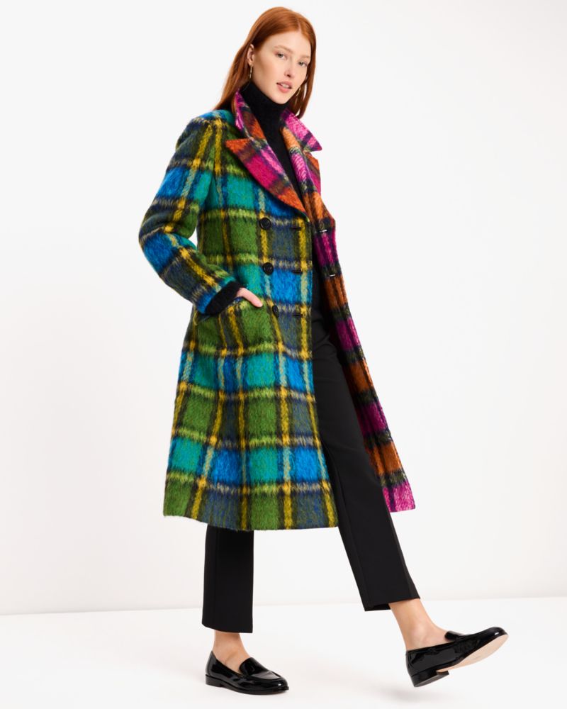 Kate Spade,Grand Plaid Wool Coat,