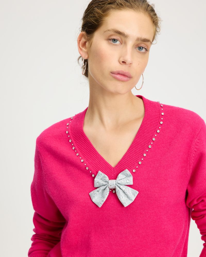 Kate Spade,Embellished V-neck Sweater,