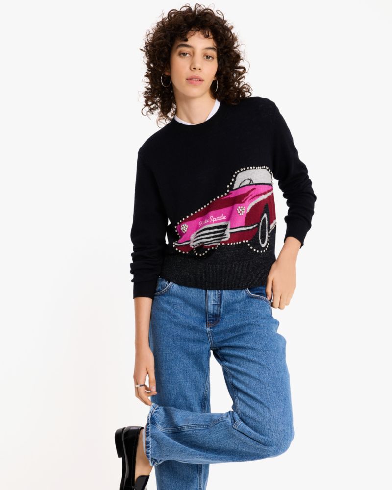 Kate Spade,Embellished Car Sweater,