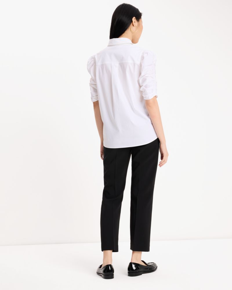 Kate Spade,ルーシュド ポプリン シャツ,トップス,フレッシュホワイト