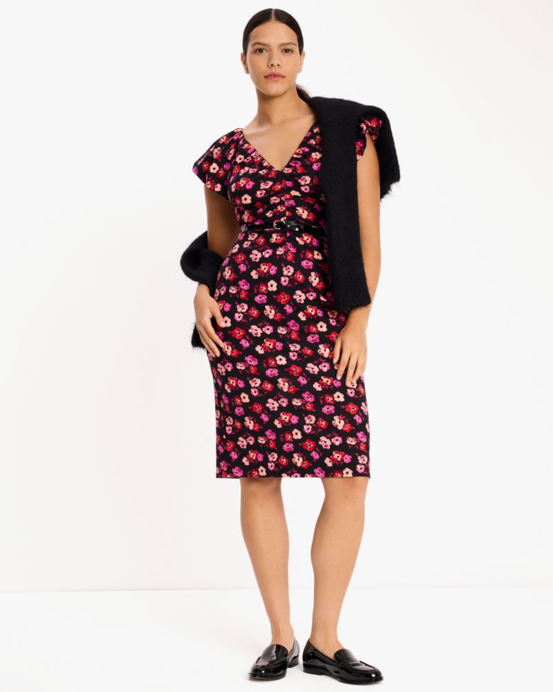 Kate Spade,Fall Poppies Ruched Ponte Dress,