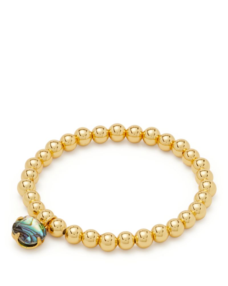 Kate Spade,Pop Of Joy Spade Flower Stretch Bracelet,Abalone,Ball Embellishment,Bead Embellishment,Stones,Casual,Clear