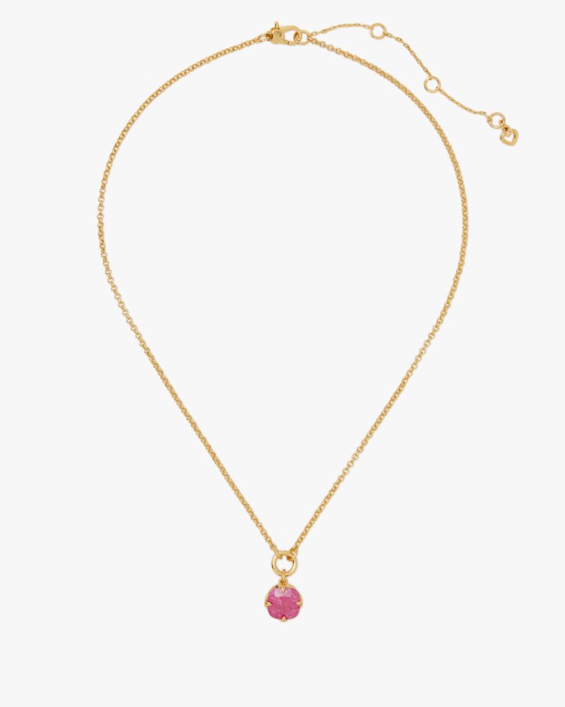 Kate Spade,Pop Of Joy Spade Flower Pendant,Single Strand,Stones,Glitter,Gold Metal,Casual,Fuchsia