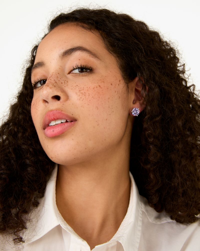 Kate Spade,Rise And Shine Studs,Studs,Cubic Zirconia,Amethyst,Metal Material,Gem Embellishment,Silver Metal,Titanium,Day P...,Lavender