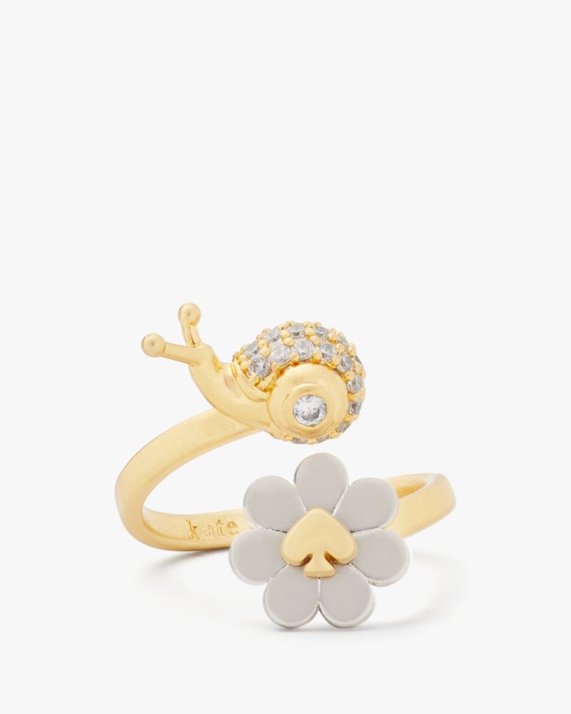 Kate Spade,Garden Glam Snail By-pass Ring,Clear