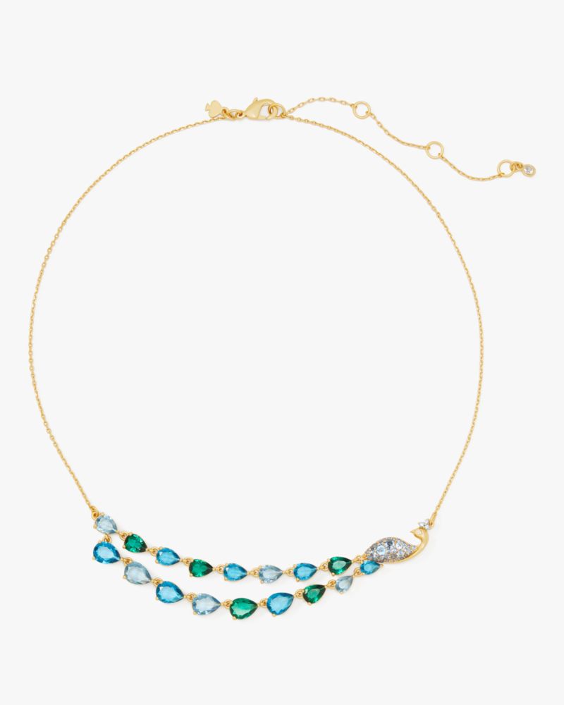 Kate Spade,Perfect Plume Peacock Necklace,Blue Multi