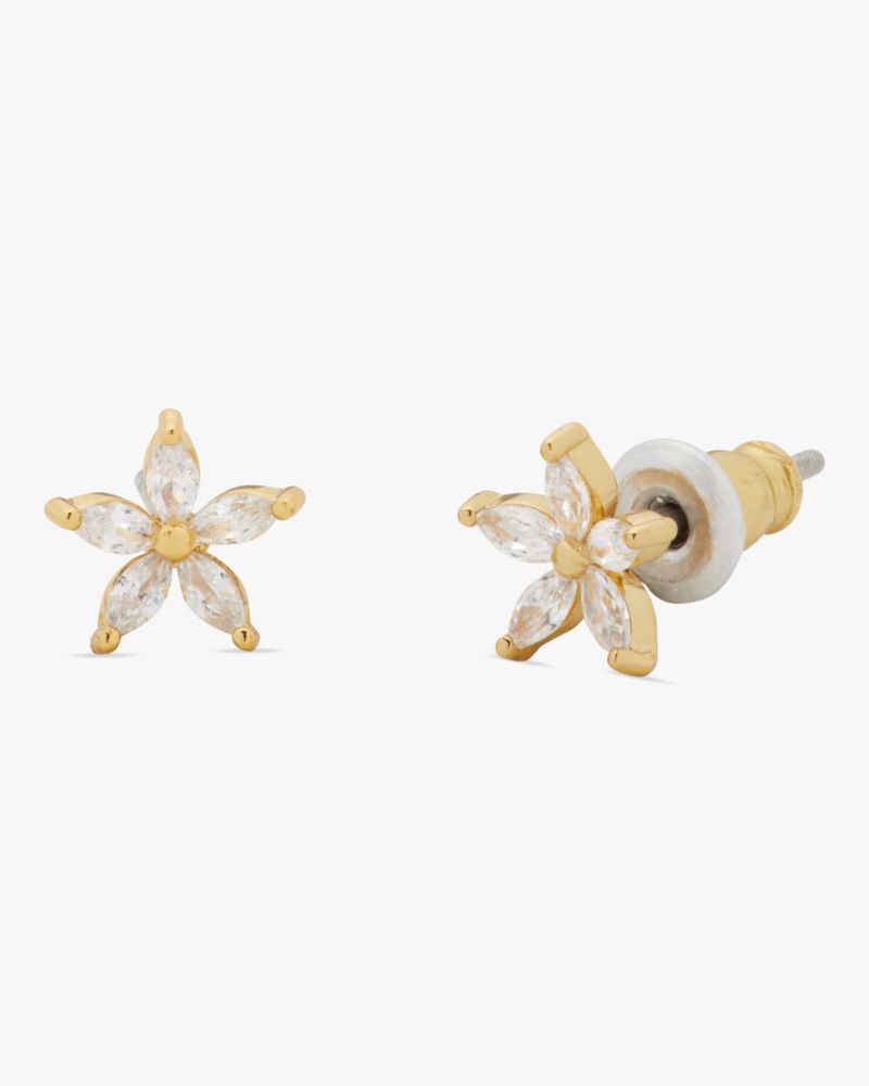 Kate Spade,Flower Studs,Clear/Gold
