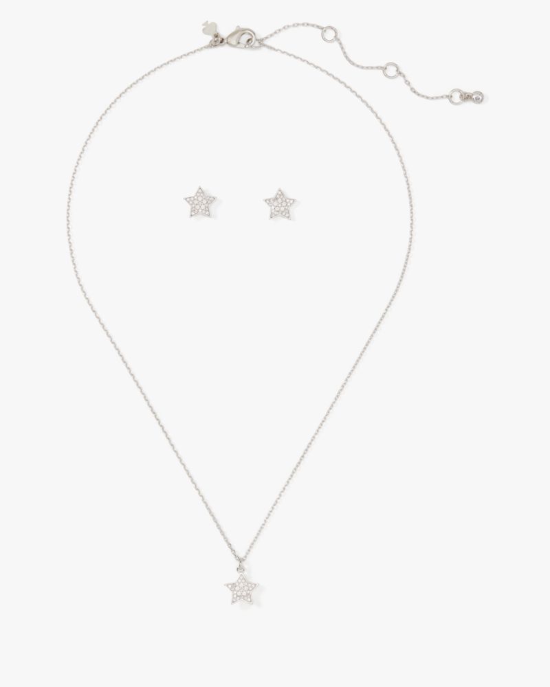Kate Spade,You're A Star Pendant And Studs Boxed,Clear/Silver