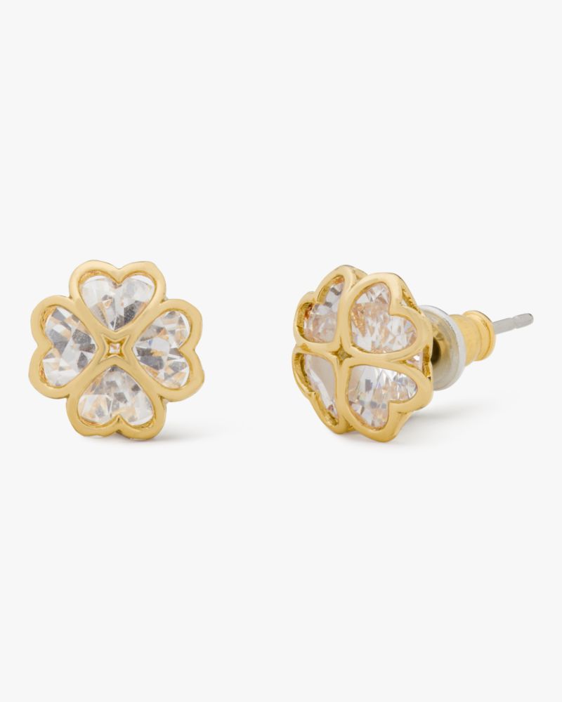 Kate Spade,Something Sparkly Spade Studs,Clear/Gold