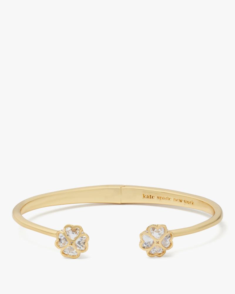 Kate Spade,Something Sparkly Spade Hinge Cuff,Clear/Gold
