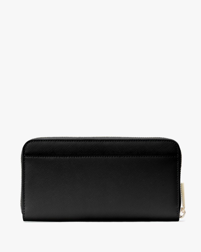 Kate Spade,Madison Large Continental Wallet,Leather,Continental,Metal,Logo,Casual,Black