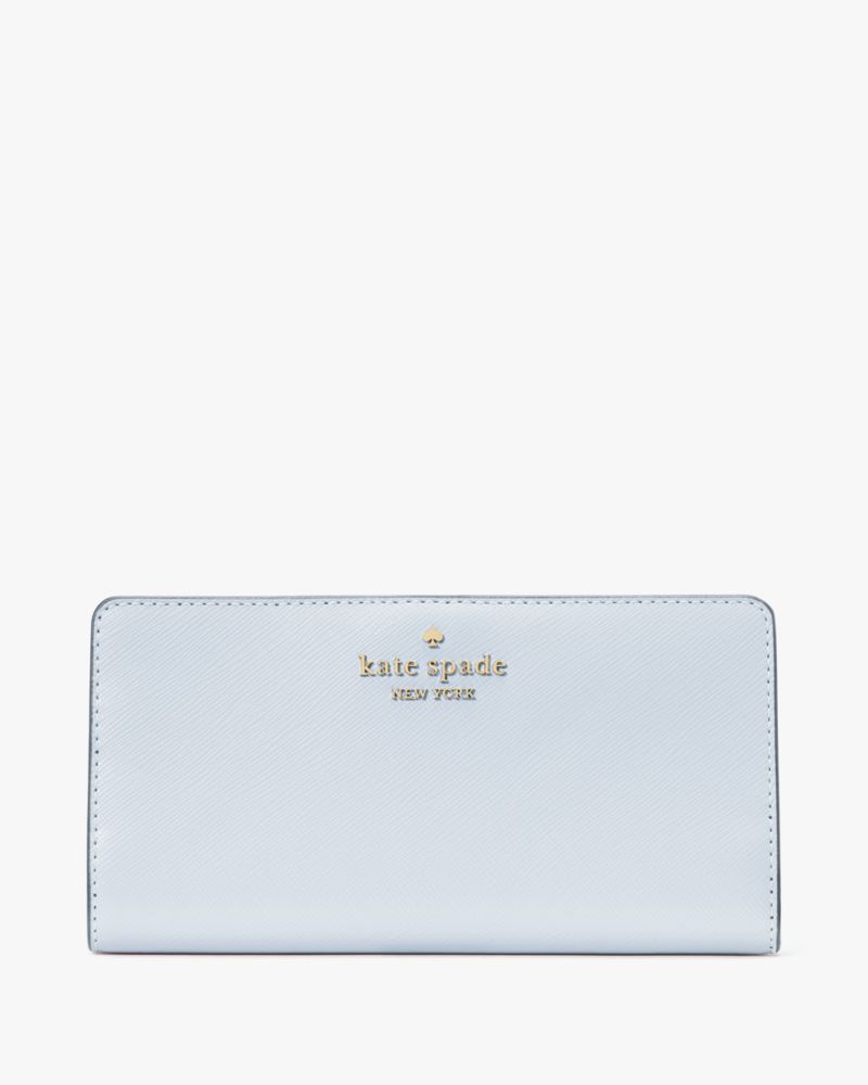 Kate Spade,Madison Large Slim Wallet,Leather,Bi Fold,Logo,Metal,Casual,