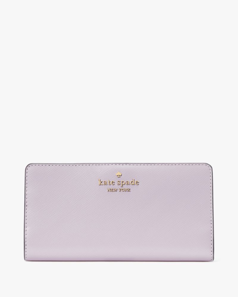 Kate Spade,Madison Large Slim Bifold Wallet,Leather,Bi Fold,Metal,Logo,Casual,