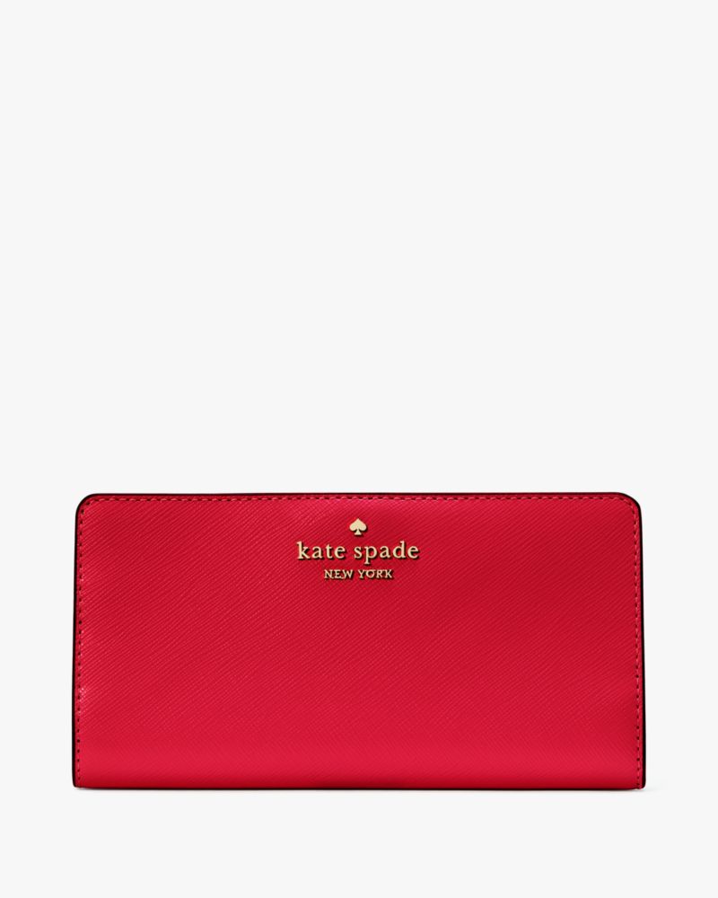 Kate Spade,Madison Large Slim Wallet,Leather,Bi Fold,Logo,Metal,Casual,