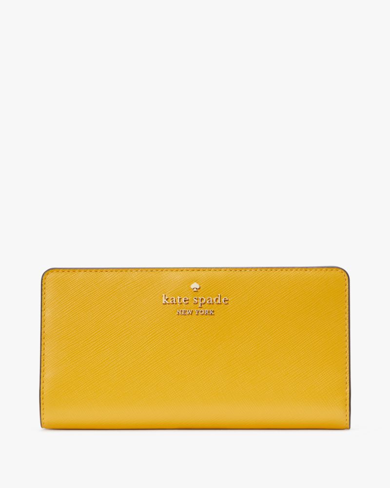 Kate Spade,Madison Large Slim Bifold Wallet,Leather,Bi Fold,Metal,Logo,Casual,