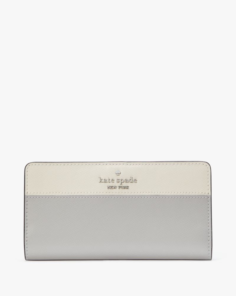 Kate Spade,Madison Colorblock Large Slim Bifold,Platinum Grey Multi