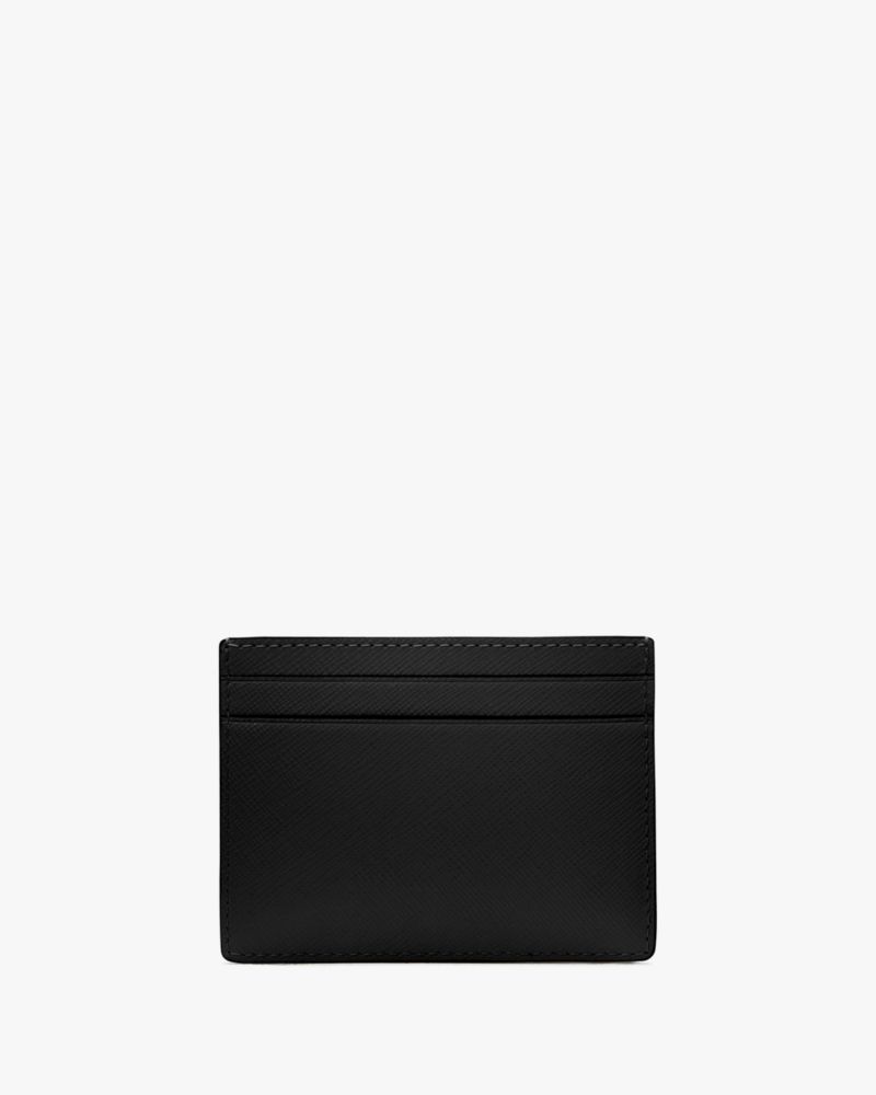 Kate Spade,Madison Small Slim Card Holder,Leather,Card Case,Metal,Logo,Casual,Black