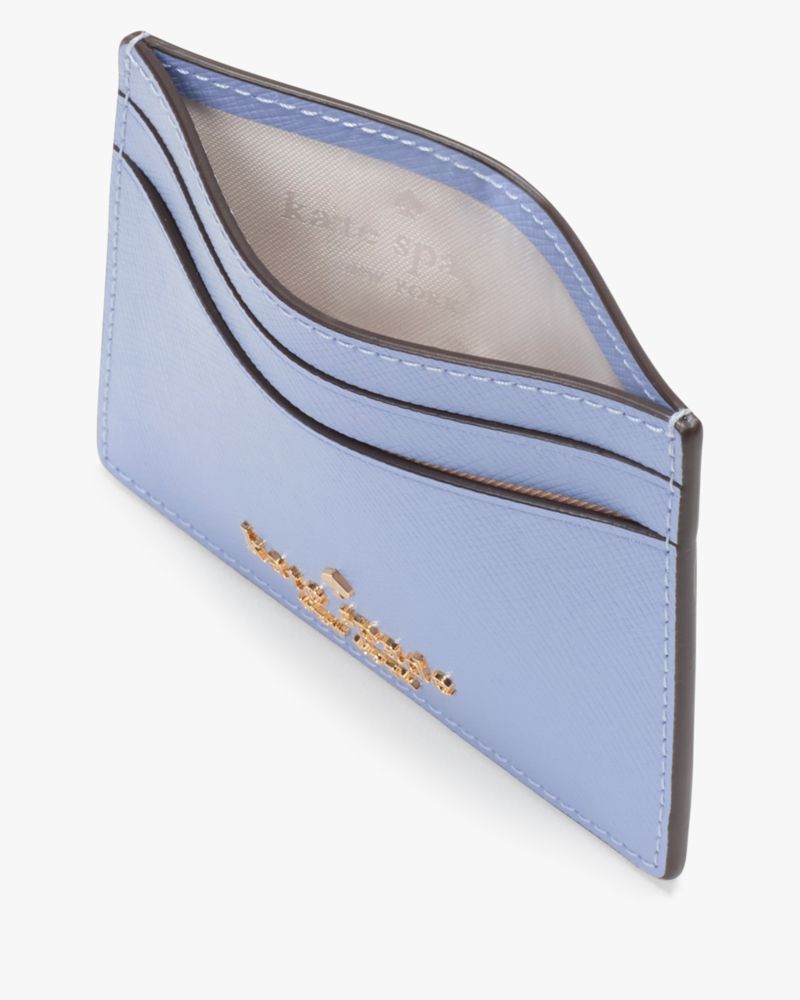Kate Spade,Madison Small Slim Card Holder,Leather,Card Case,Metal,Logo,Casual,Blue