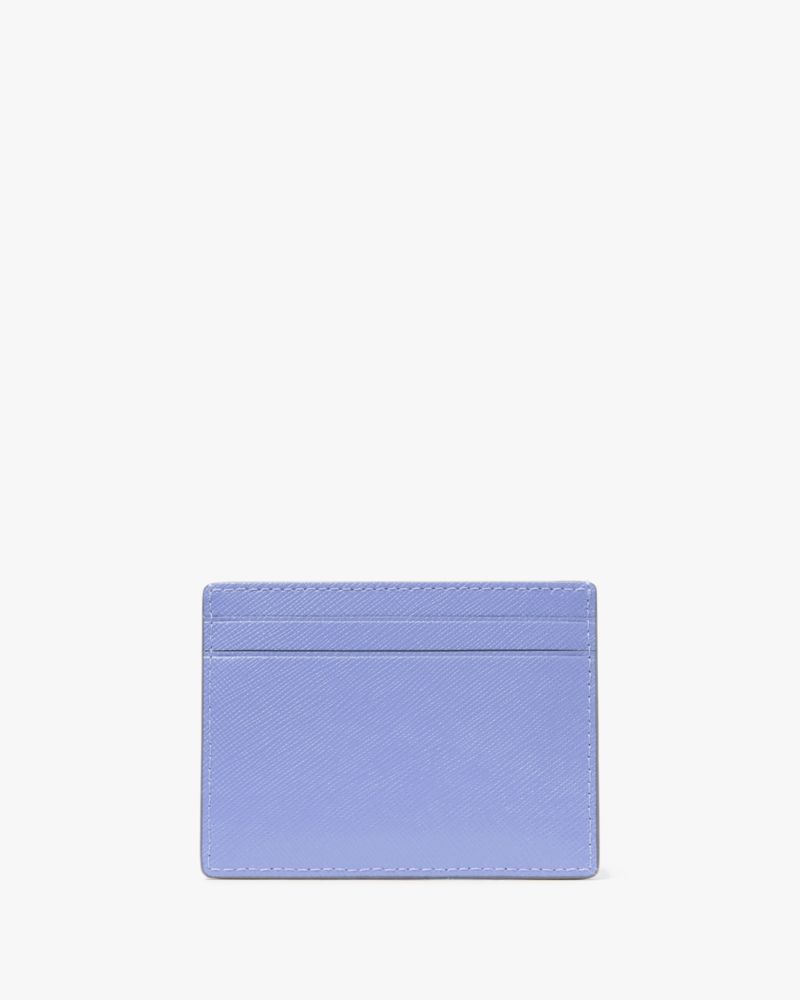 Kate Spade,Madison Small Slim Card Holder,Leather,Card Case,Metal,Logo,Casual,Blue