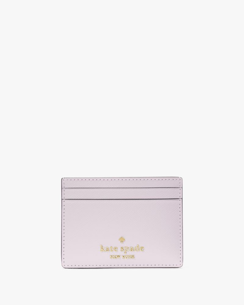 Kate Spade,Madison Small Slim Card Holder,Leather,Card Case,Metal,Logo,Casual,Lavender